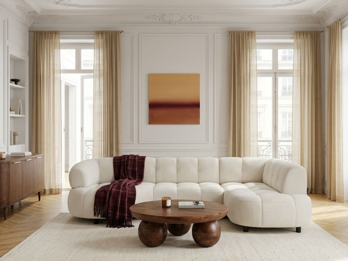 Canapé d'angle L convertible avance-recule électrique LOVELY chenille taupe — vue 5