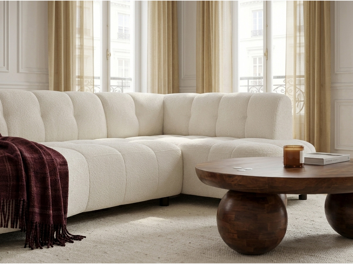 Canapé d'angle L convertible avance-recule électrique LOVELY chenille taupe — vue 6