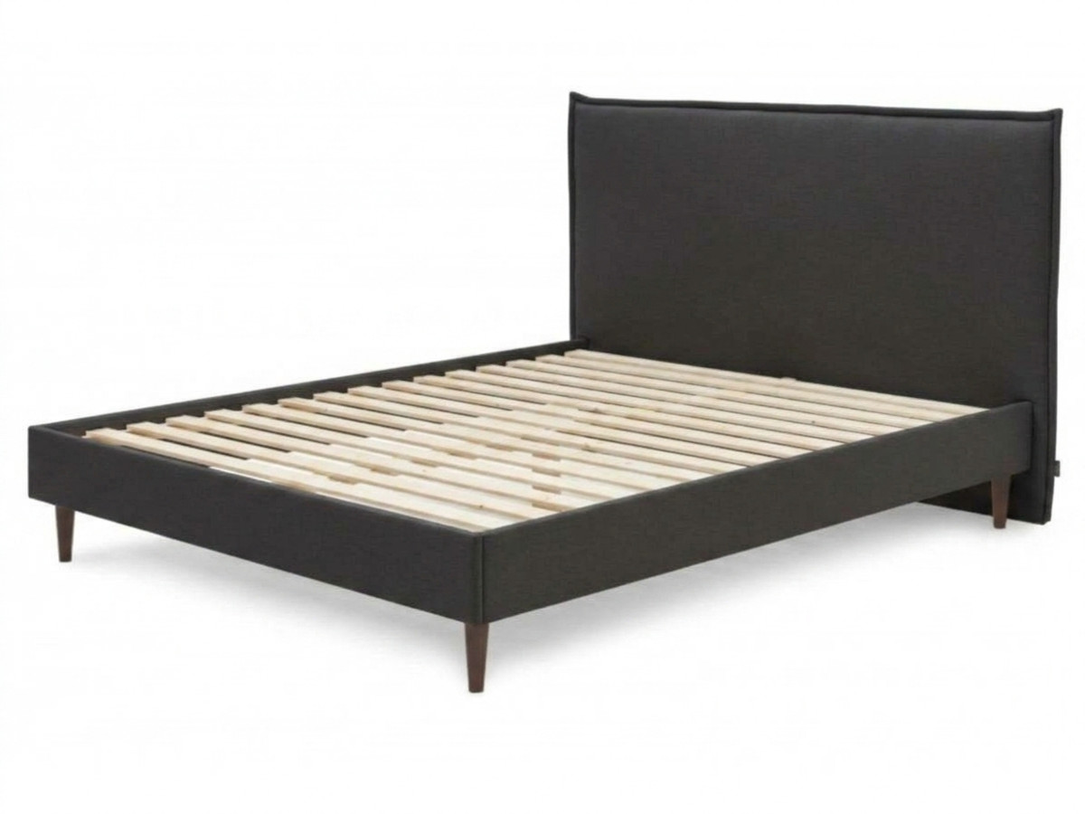Lit SARY avec lattes massives pieds en bois wengé anthracite — vue 3