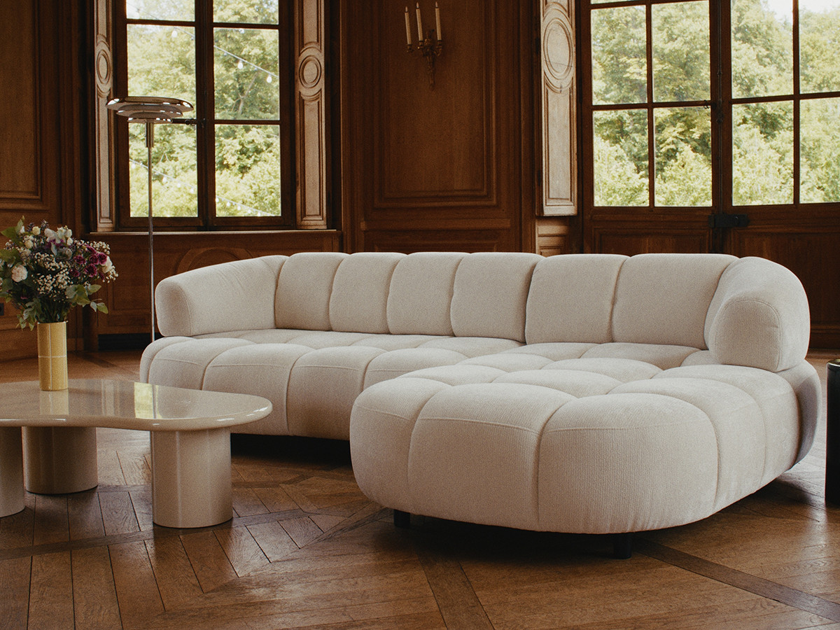 Canapé d'angle convertible avance-recule électrique LOVELY chenille beige — vue 4
