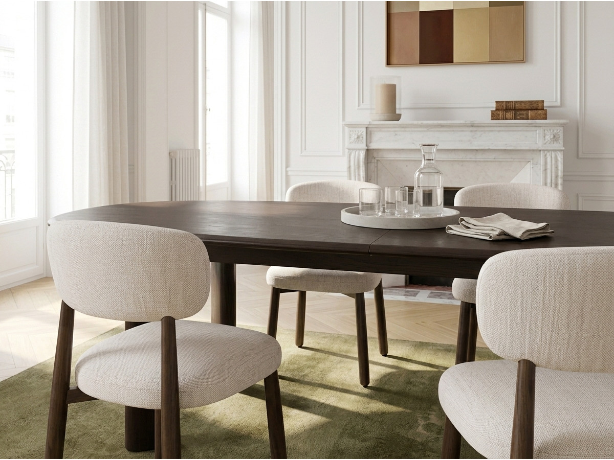 Ensemble GRACE avec table à manger extensible 220 à 280 cm + lots de chaises DAUPHINE