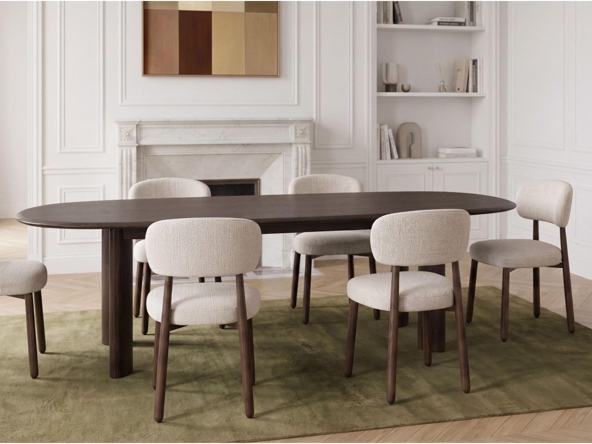 Ensemble GRACE avec table à manger extensible 220 à 280 cm + lots de chaises DAUPHINE