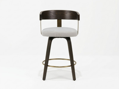 Lot de 2 chaises de bar pivotantes BIARA tissu texturé et pieds contreplaqué peuplier