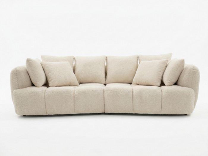 Canapé droit convertible double avance-recule électrique AUDE tissu bouclette