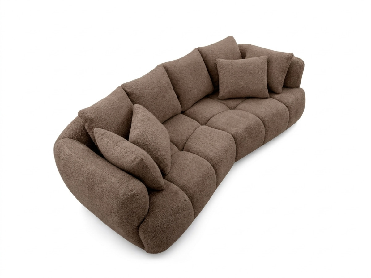 Canapé droit convertible double  avance-recule électrique AUDE tissu bouclette