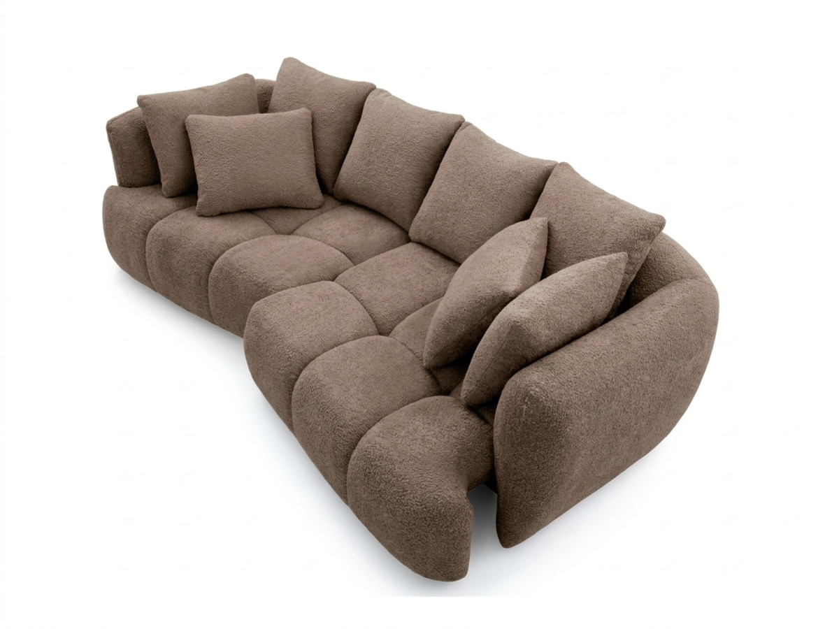 Canapé droit convertible double  avance-recule électrique AUDE tissu bouclette