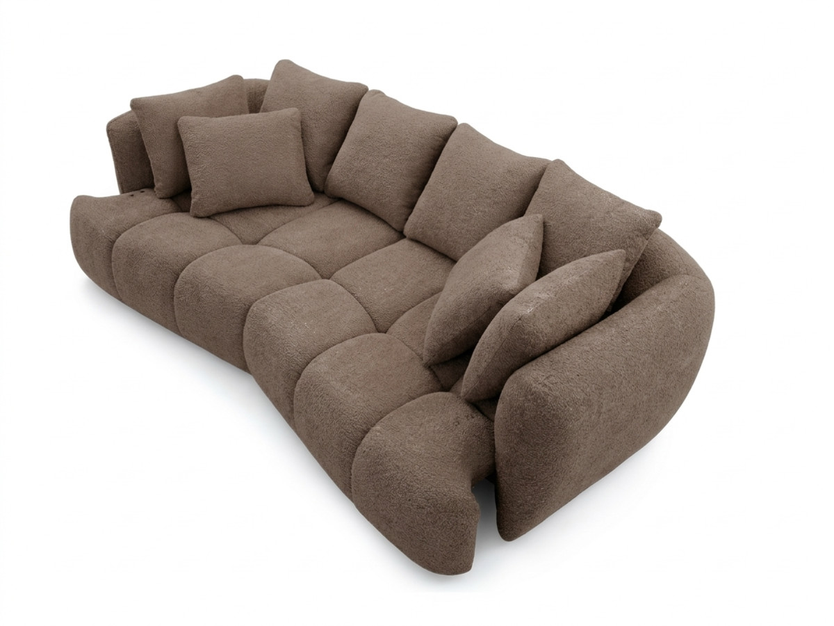 Canapé droit convertible double  avance-recule électrique AUDE tissu bouclette