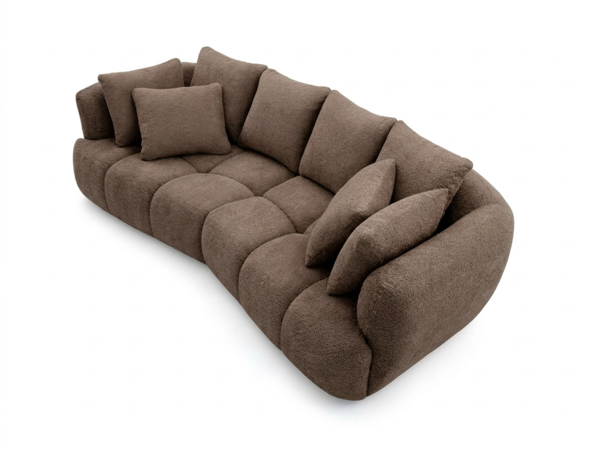 Canapé droit convertible double  avance-recule électrique AUDE tissu bouclette