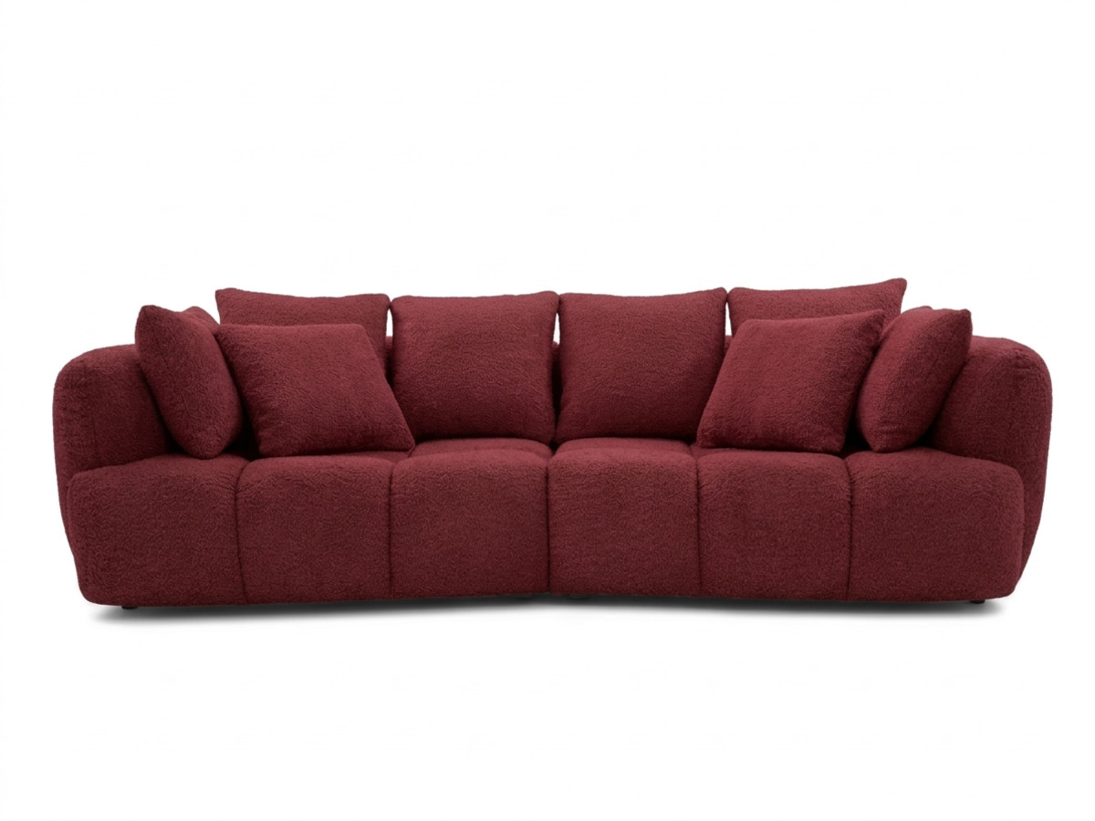 canapé droit convertible double  avance-recule électrique aude tissu bouclette kolorowy rouge