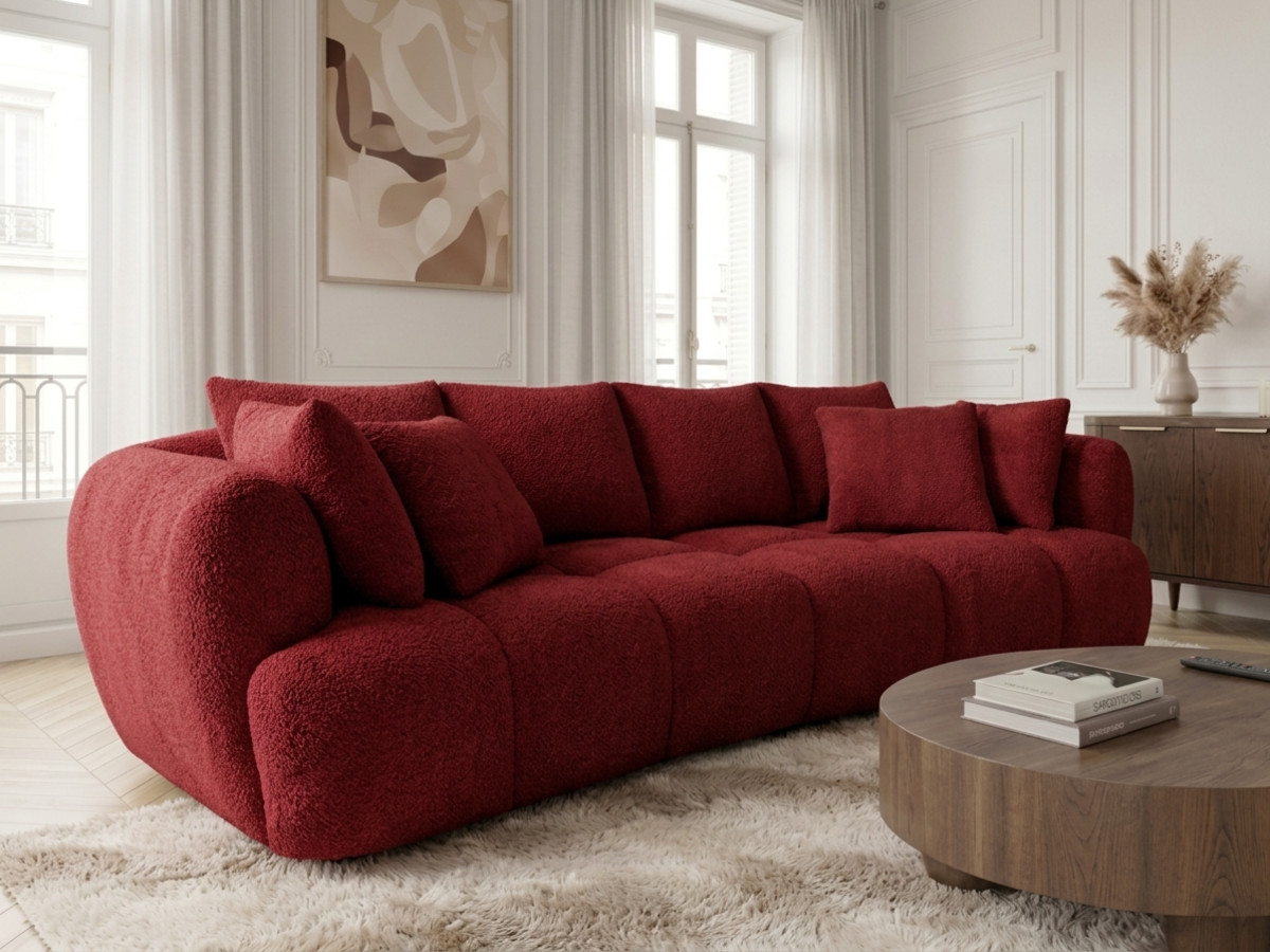 Canapé droit convertible double avance-recule électrique AUDE tissu bouclette
