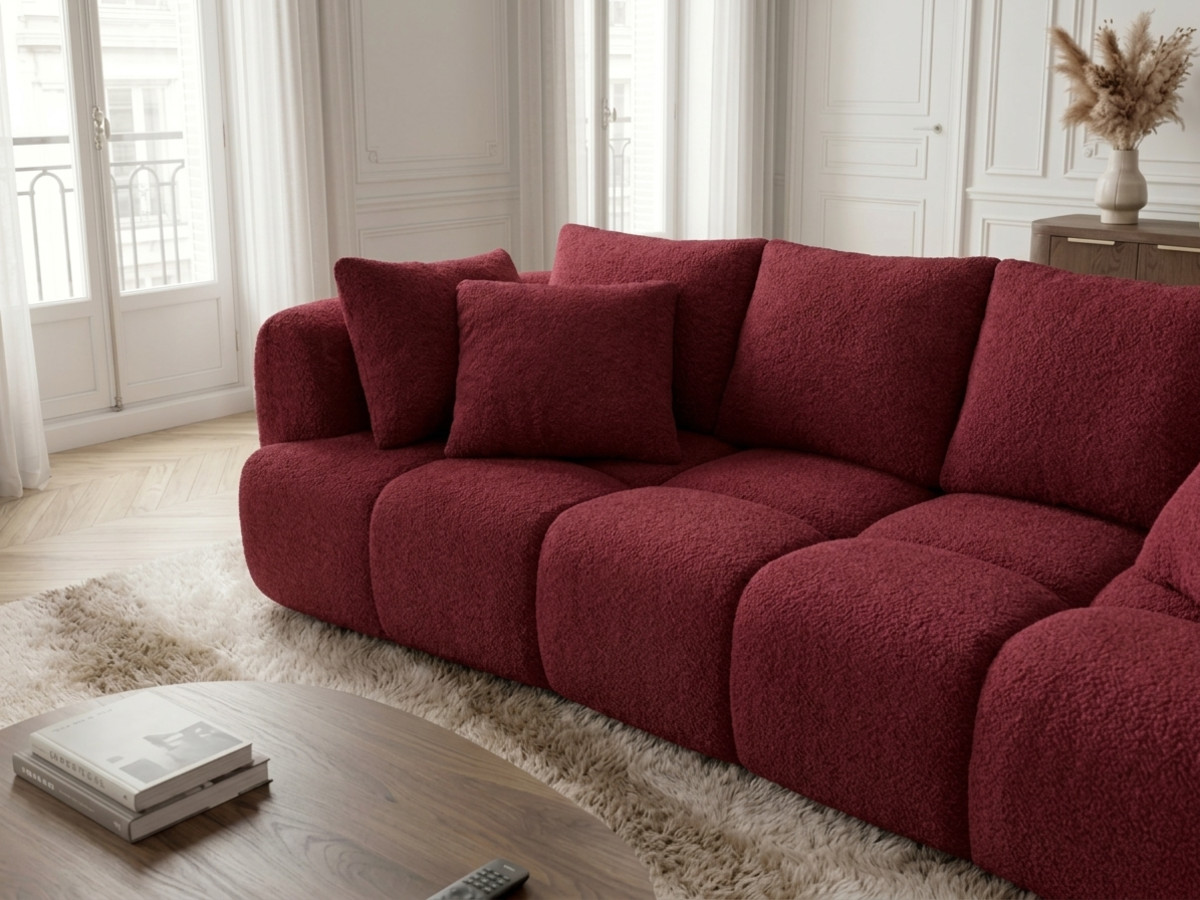 Canapé droit convertible double avance-recule électrique AUDE tissu bouclette