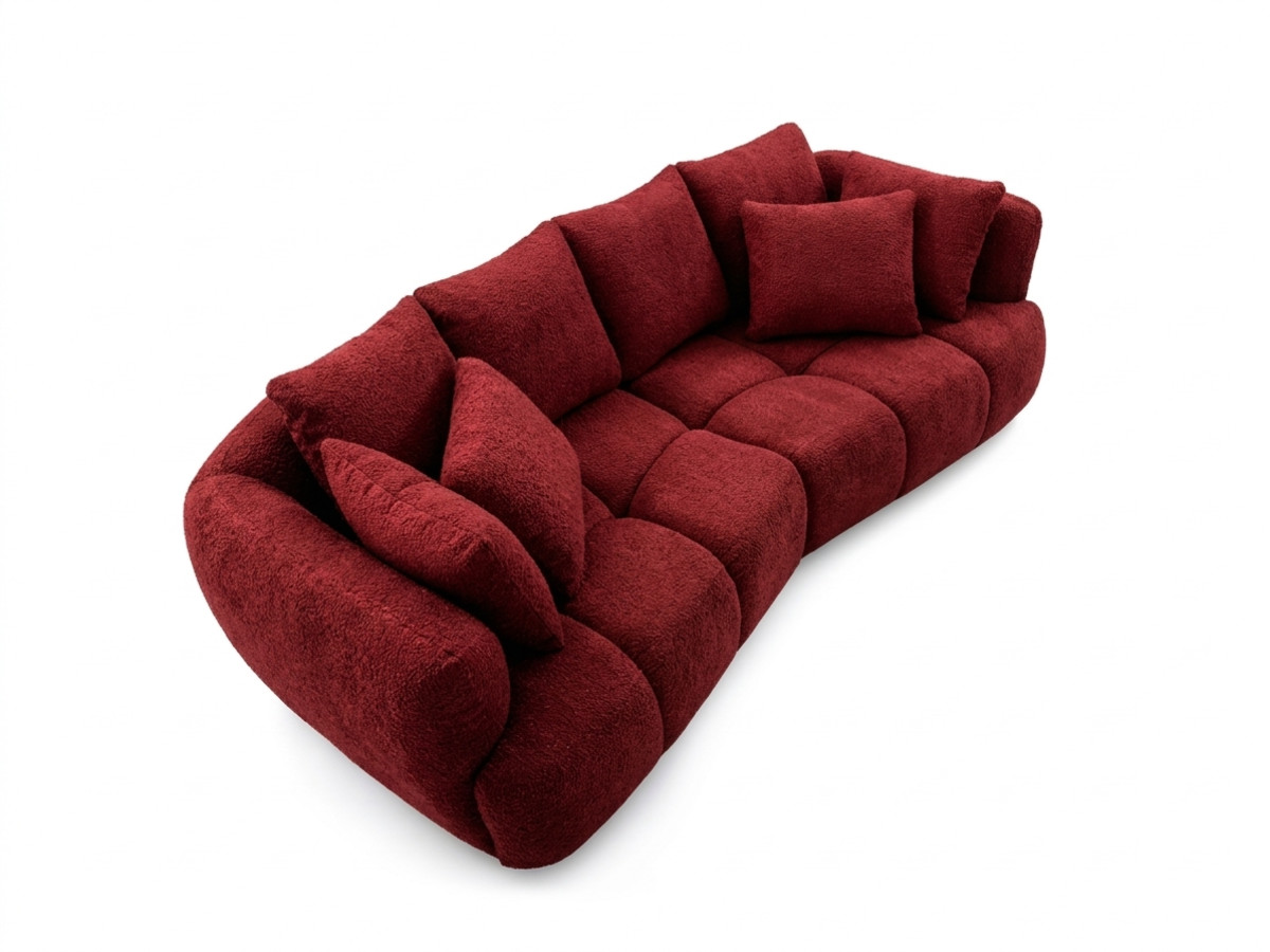 Canapé droit convertible double avance-recule électrique AUDE tissu bouclette