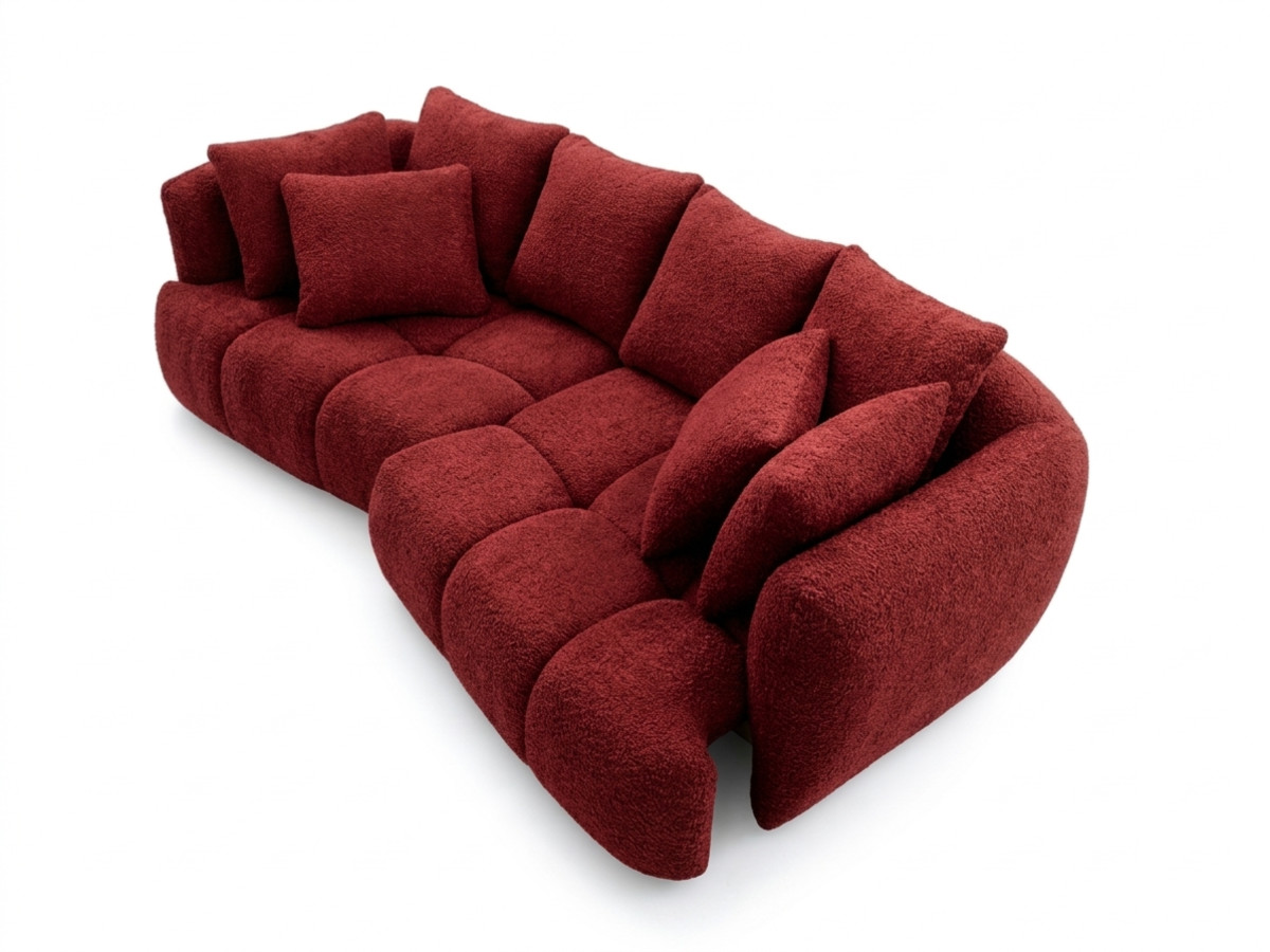 Canapé droit convertible double avance-recule électrique AUDE tissu bouclette