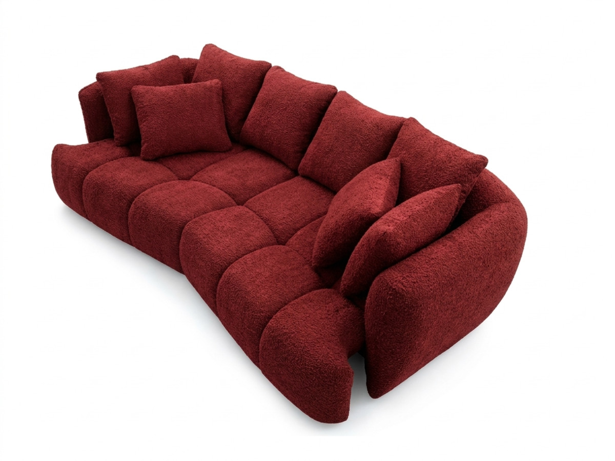 Canapé droit convertible double avance-recule électrique AUDE tissu bouclette