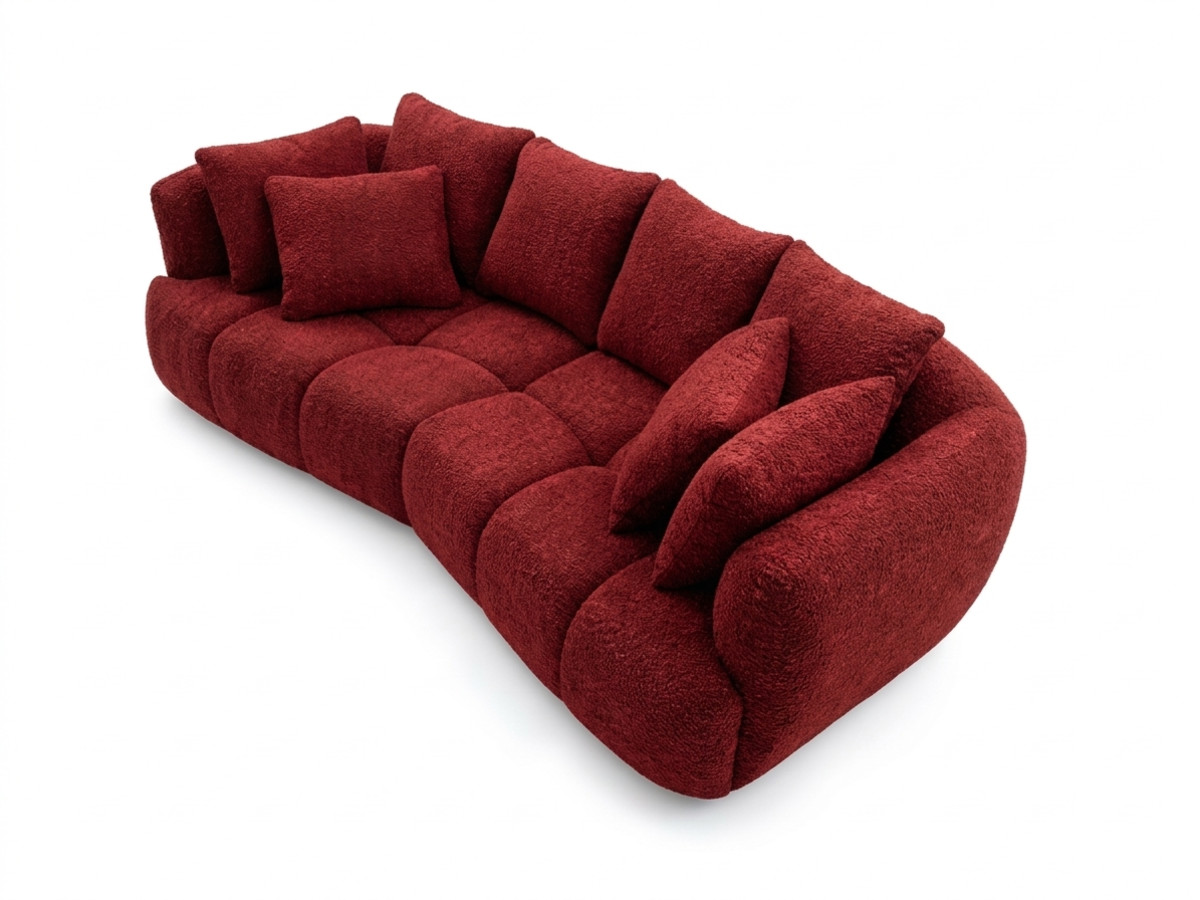 Canapé droit convertible double avance-recule électrique AUDE tissu bouclette