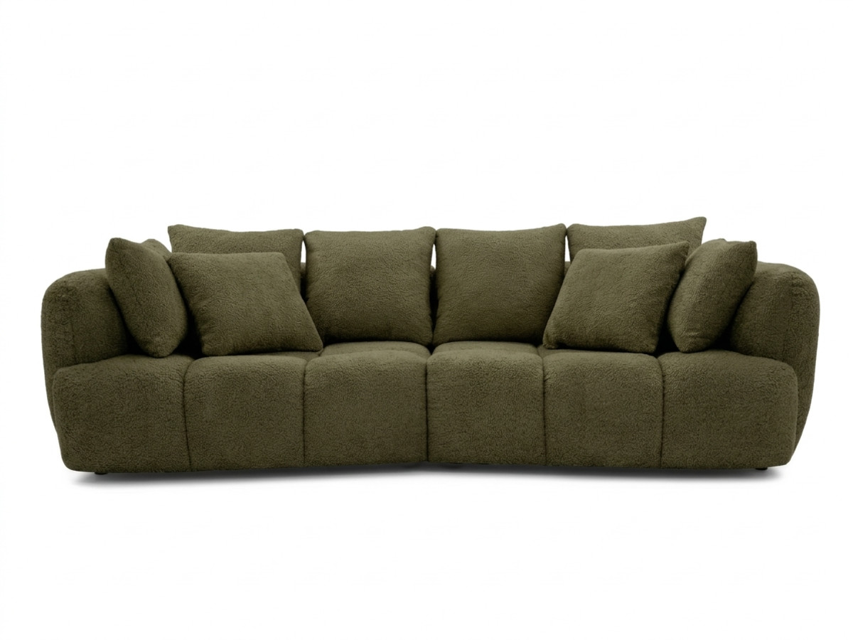 canapé droit convertible double  avance-recule électrique aude tissu bouclette kolorowy vert