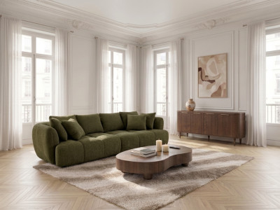 Canapé droit convertible double avance-recule électrique AUDE tissu bouclette