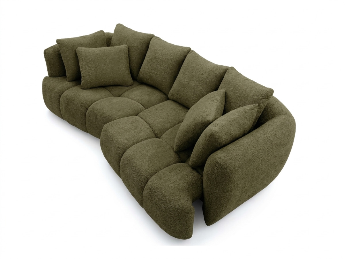 Canapé droit convertible double  avance-recule électrique AUDE tissu bouclette