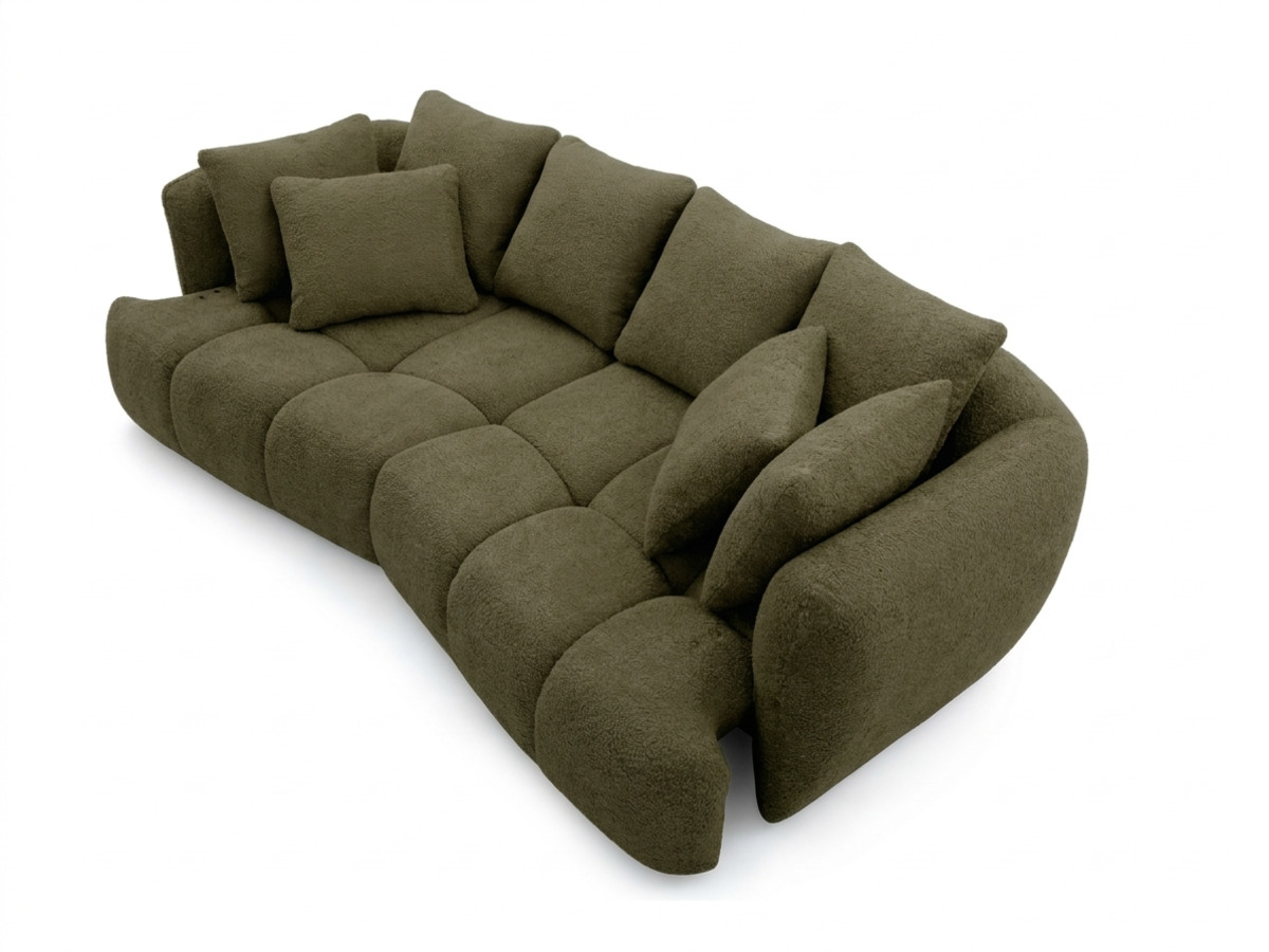 Canapé droit convertible double  avance-recule électrique AUDE tissu bouclette