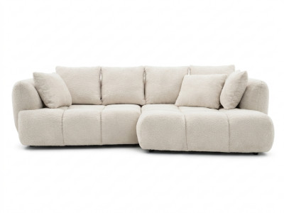 Canapé d'angle convertible avance-recule électrique AUDE tissu bouclette