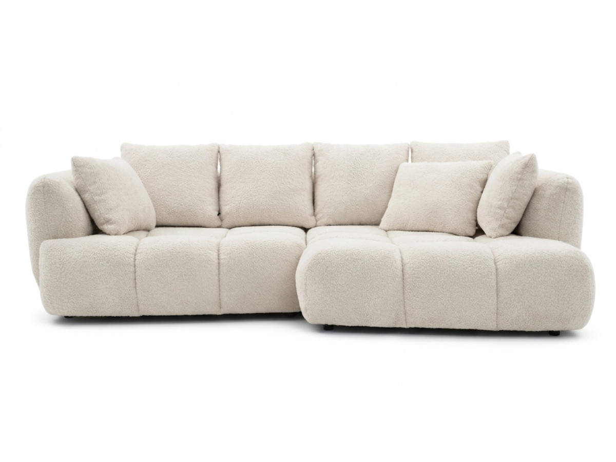 Narożna sofa z funkcją spania i elektryczną regulacją głębokości AUDE, obita tkaniną boucle