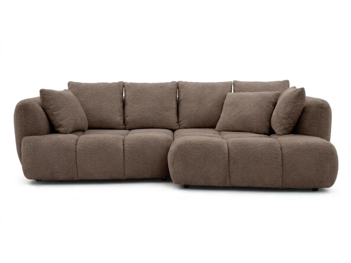 Narożna sofa z funkcją spania i elektryczną regulacją głębokości AUDE, obita tkaniną boucle