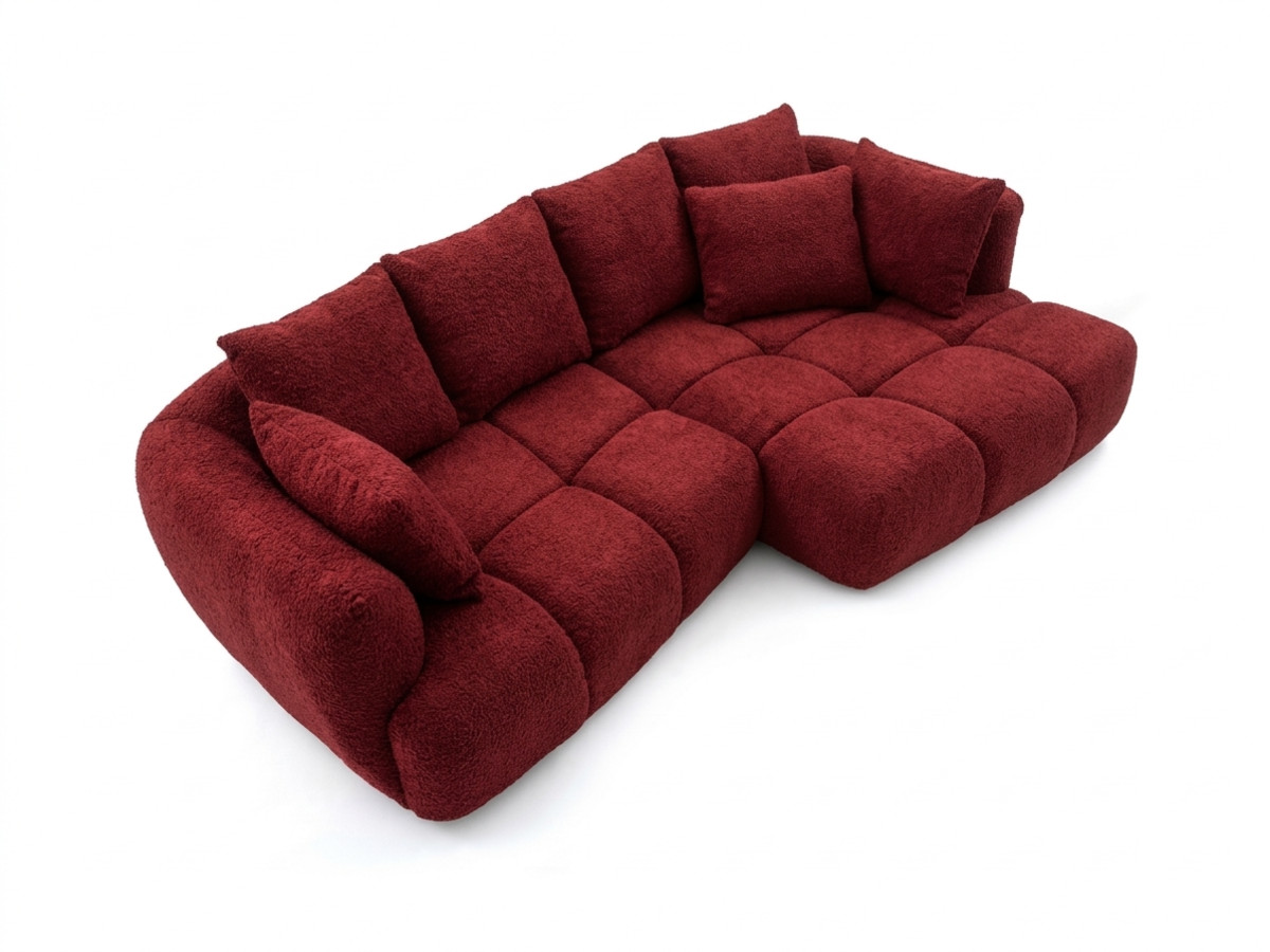 Narożna sofa z funkcją spania i elektryczną regulacją głębokości AUDE, obita tkaniną boucle