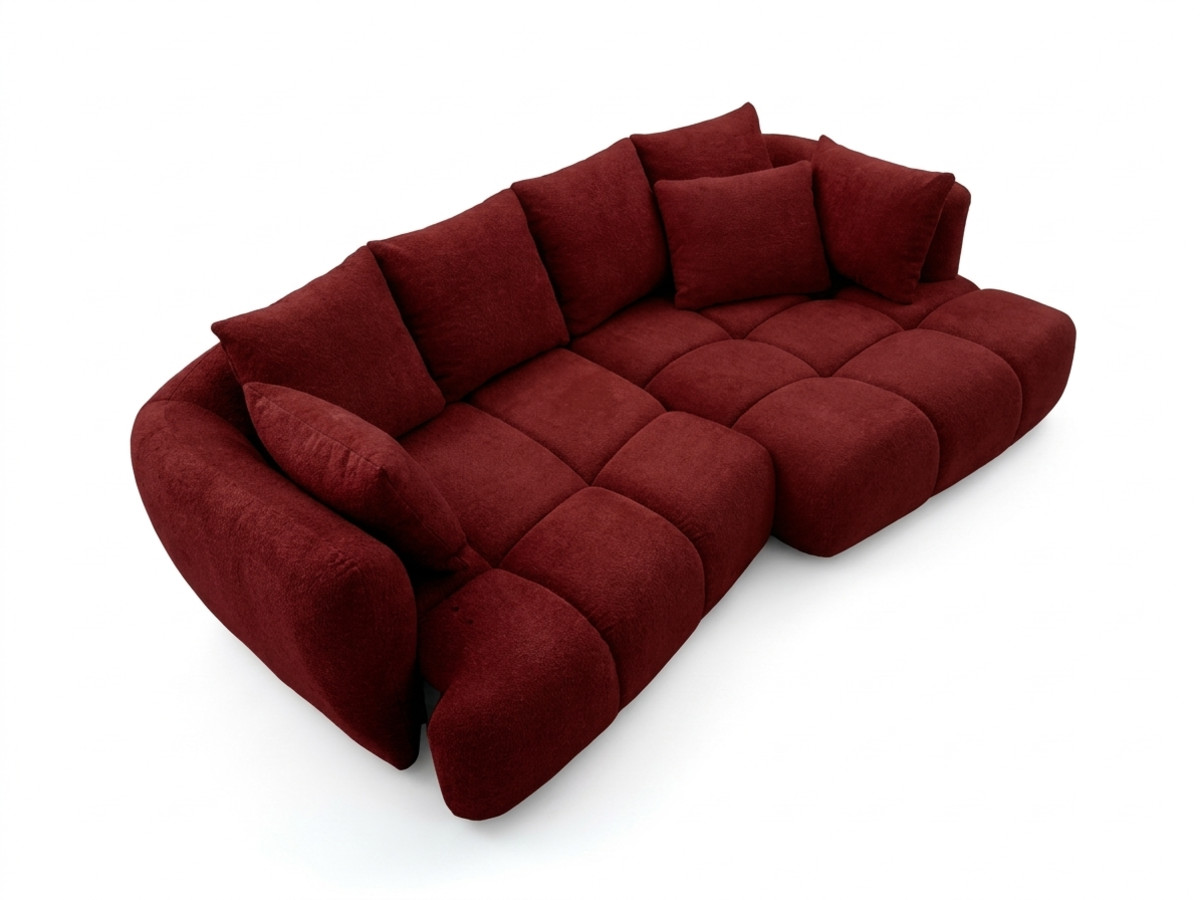Narożna sofa z funkcją spania i elektryczną regulacją głębokości AUDE, obita tkaniną boucle
