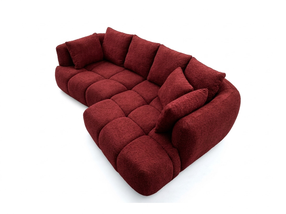 Narożna sofa z funkcją spania i elektryczną regulacją głębokości AUDE, obita tkaniną boucle