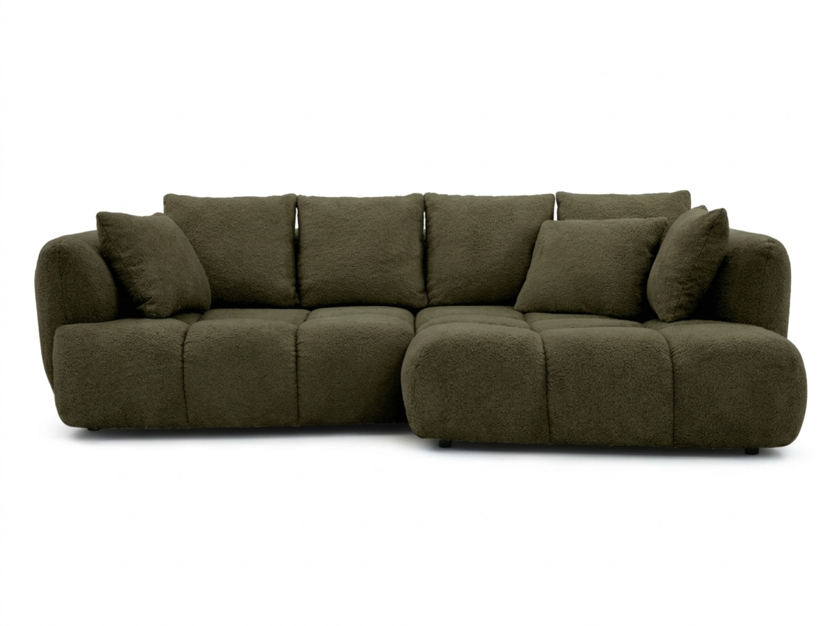 Canapé d'angle convertible avance-recule électrique AUDE bouclette vert — vue 3