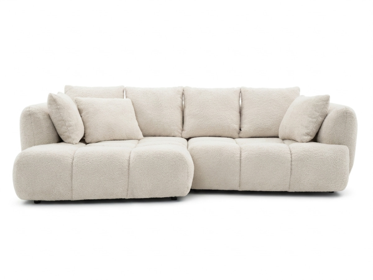 narożna sofa z funkcją spania i elektryczną regulacją głębokości aude, obita tkaniną boucle kolorowy blanc