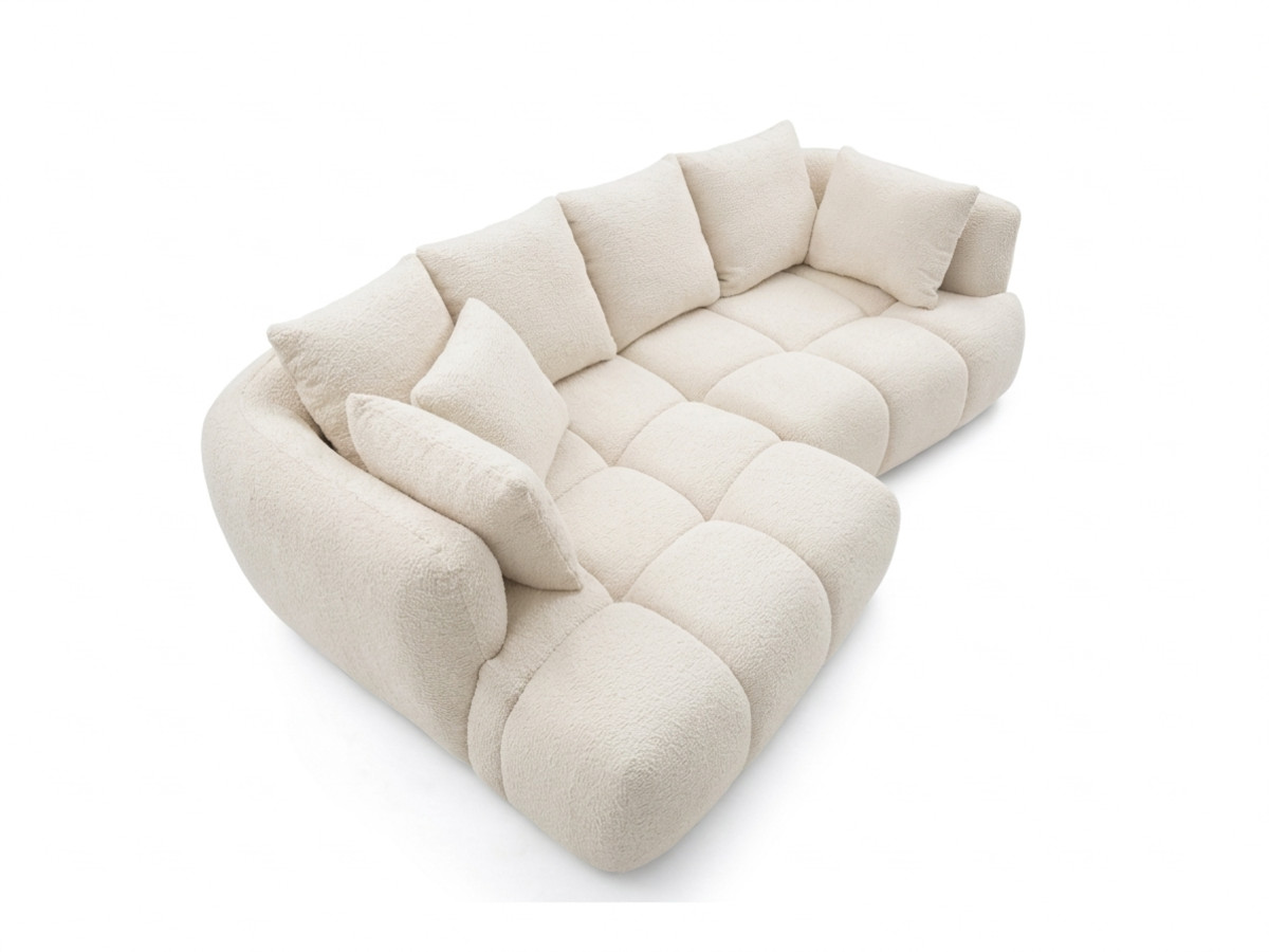 Narożna sofa z funkcją spania i elektryczną regulacją głębokości AUDE, obita tkaniną boucle