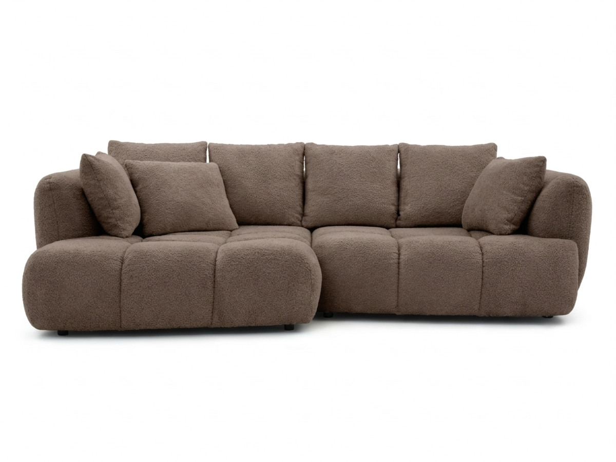 narożna sofa z funkcją spania i elektryczną regulacją głębokości aude, obita tkaniną boucle kolorowy marron