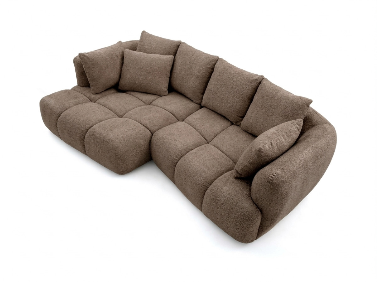Narożna sofa z funkcją spania i elektryczną regulacją głębokości AUDE, obita tkaniną boucle