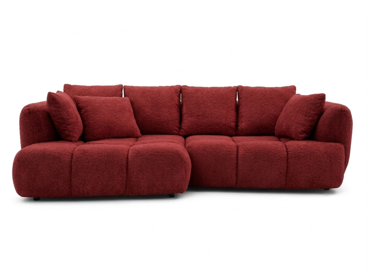 narożna sofa z funkcją spania i elektryczną regulacją głębokości aude, obita tkaniną boucle kolorowy rouge