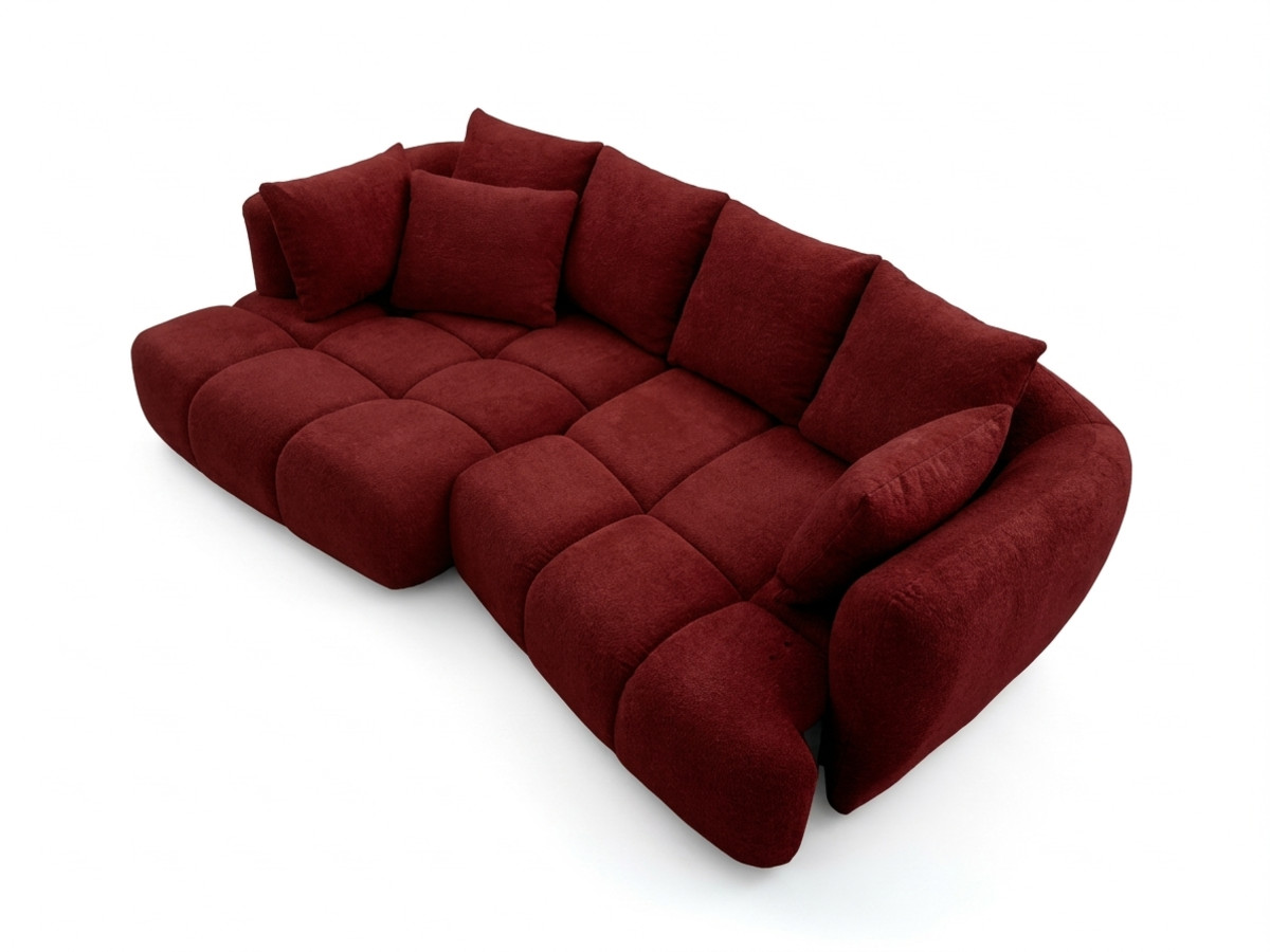 Narożna sofa z funkcją spania i elektryczną regulacją głębokości AUDE, obita tkaniną boucle