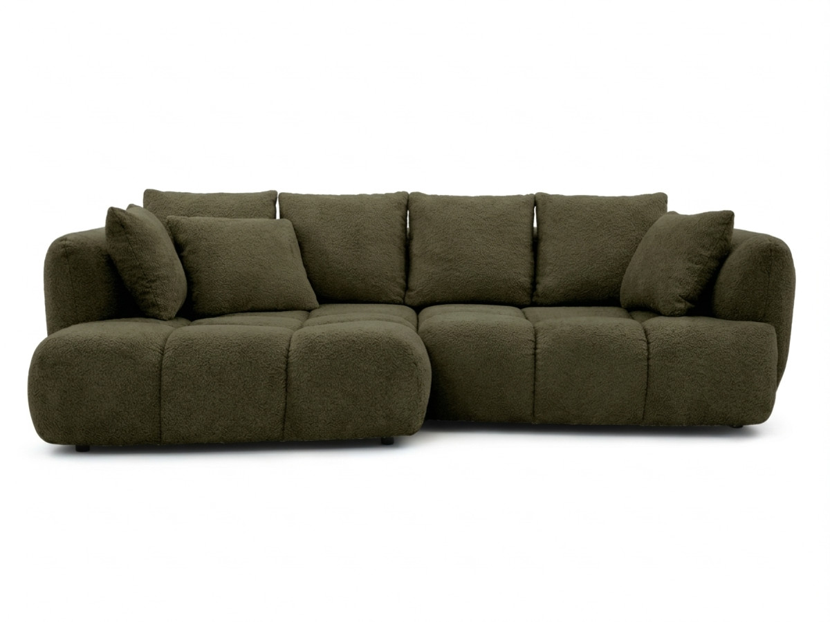Narożna sofa z funkcją spania i elektryczną regulacją głębokości AUDE, obita tkaniną boucle