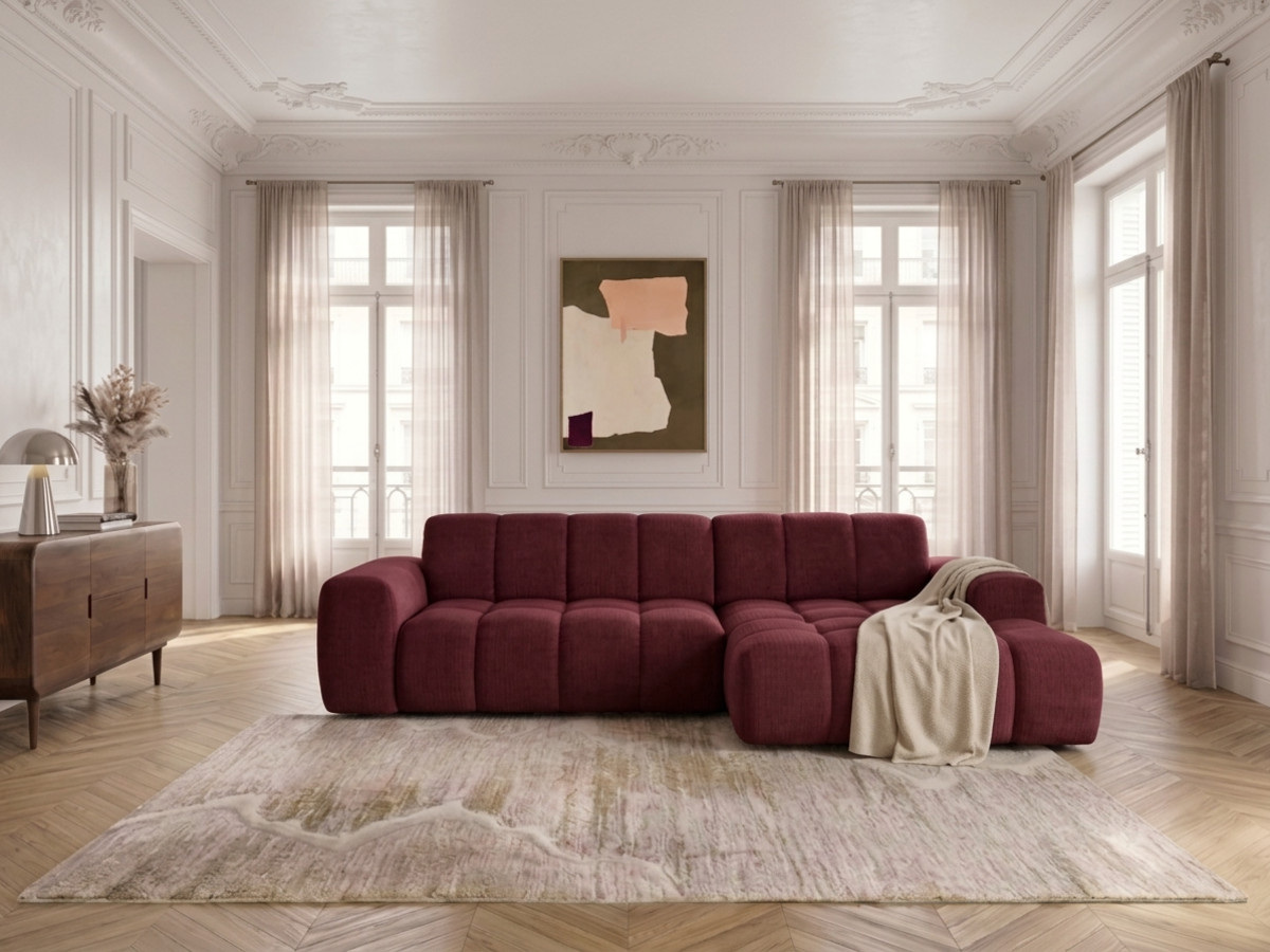 Narożna sofa z funkcją spania i elektryczną regulacją głębokości THEO, obita tkaniną szenilową