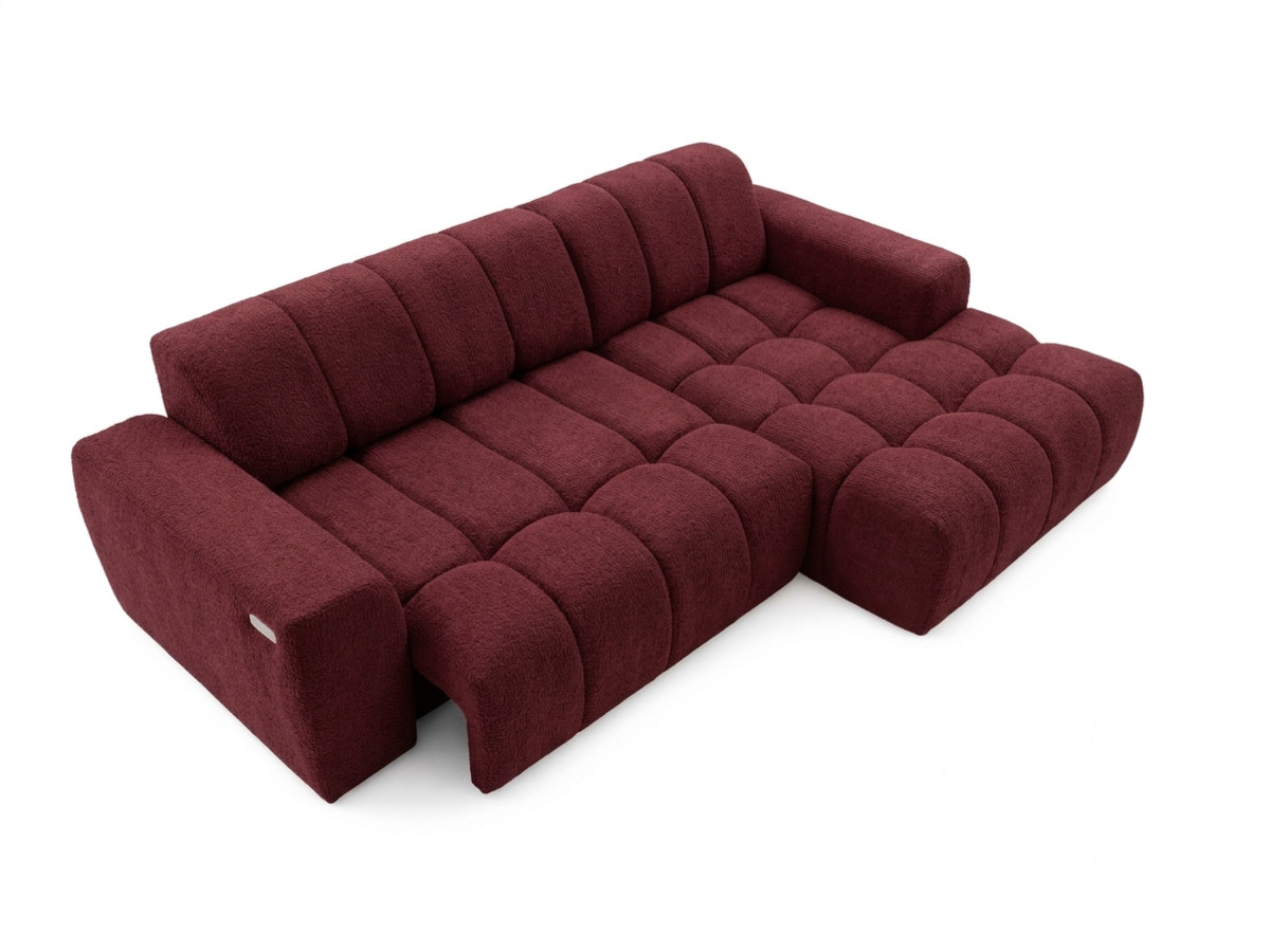 Narożna sofa z funkcją spania i elektryczną regulacją głębokości THEO, obita tkaniną szenilową