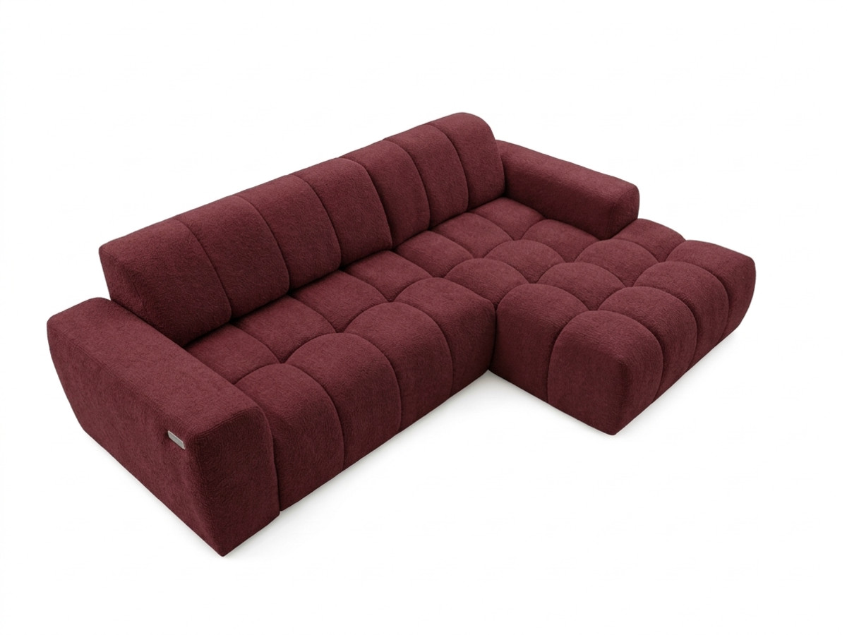 Narożna sofa z funkcją spania i elektryczną regulacją głębokości THEO, obita tkaniną szenilową