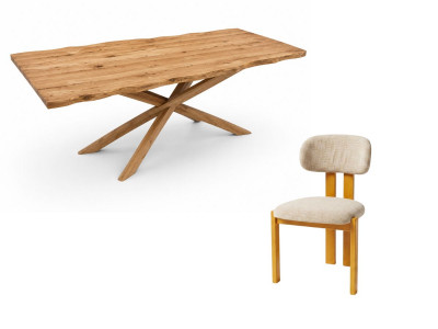 Ensemble MARIE avec table à manger extensible chêne massif naturel + lots de chaises VALENTINE