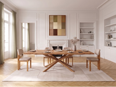 Ensemble MARIE avec table à manger extensible chêne massif naturel + lots de chaises VALENTINE