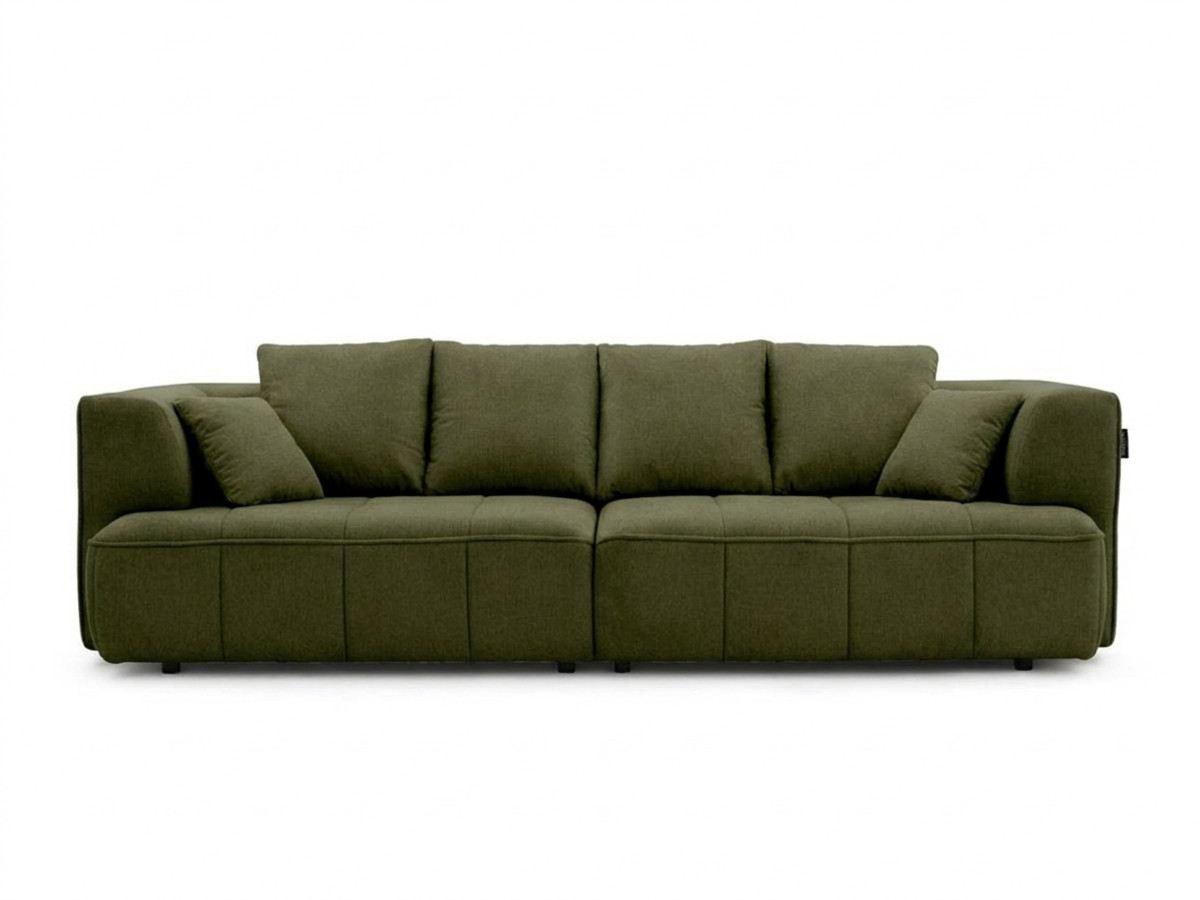 prosta sofa z podwójną funkcją spania i elektryczną regulacją głębokości clovis, obita gładką tkaniną kolorowy vert