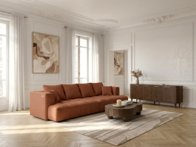 Canapé droit convertible double avance-recule électrique CLOVIS tissu lisse