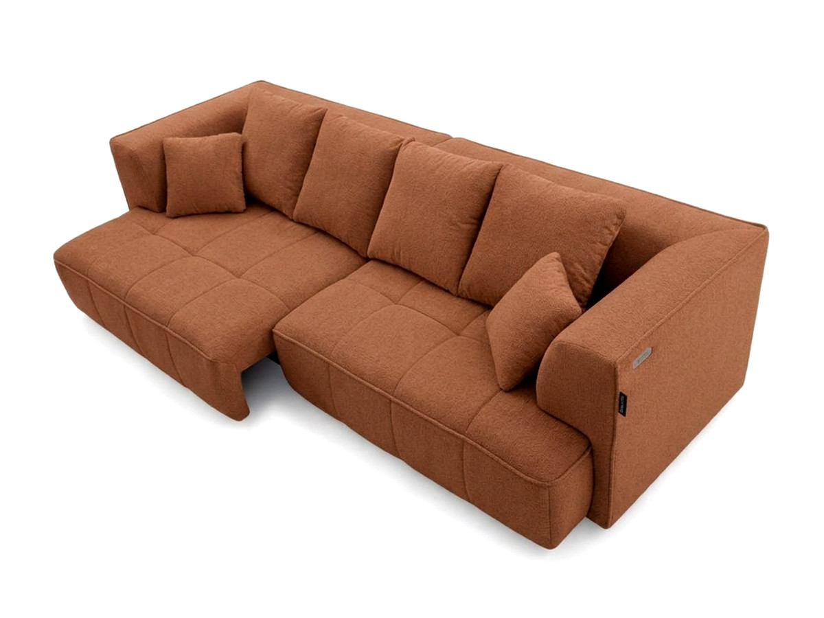 Prosta sofa z podwójną funkcją spania i elektryczną regulacją głębokości CLOVIS, obita gładką tkaniną