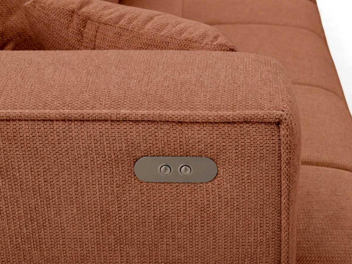 Prosta sofa z podwójną funkcją spania i elektryczną regulacją głębokości CLOVIS, obita gładką tkaniną