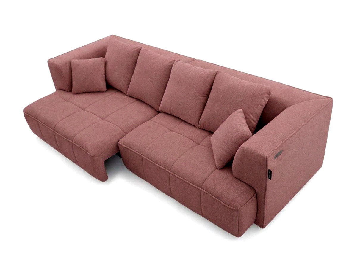 Prosta sofa z podwójną funkcją spania i elektryczną regulacją głębokości CLOVIS, obita gładką tkaniną