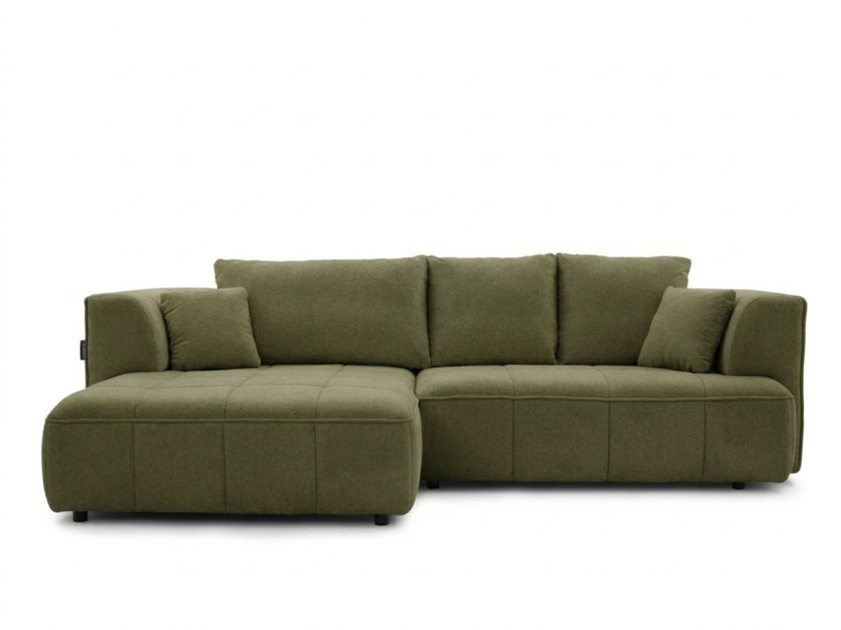 Sofa narożna z funkcją spania, elektrycznym wysuwaniem i wsuwaniem, CLOVIS, gładka tkanina