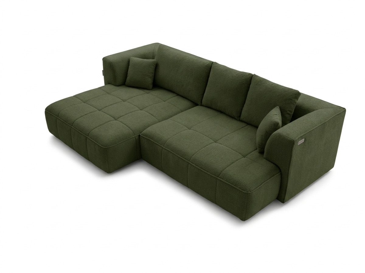 Sofa narożna z funkcją spania, elektrycznym wysuwaniem i wsuwaniem, CLOVIS, gładka tkanina