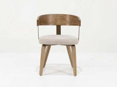 Lot de 2 chaises BIARA tissu texturé et pieds contreplaqué peuplier